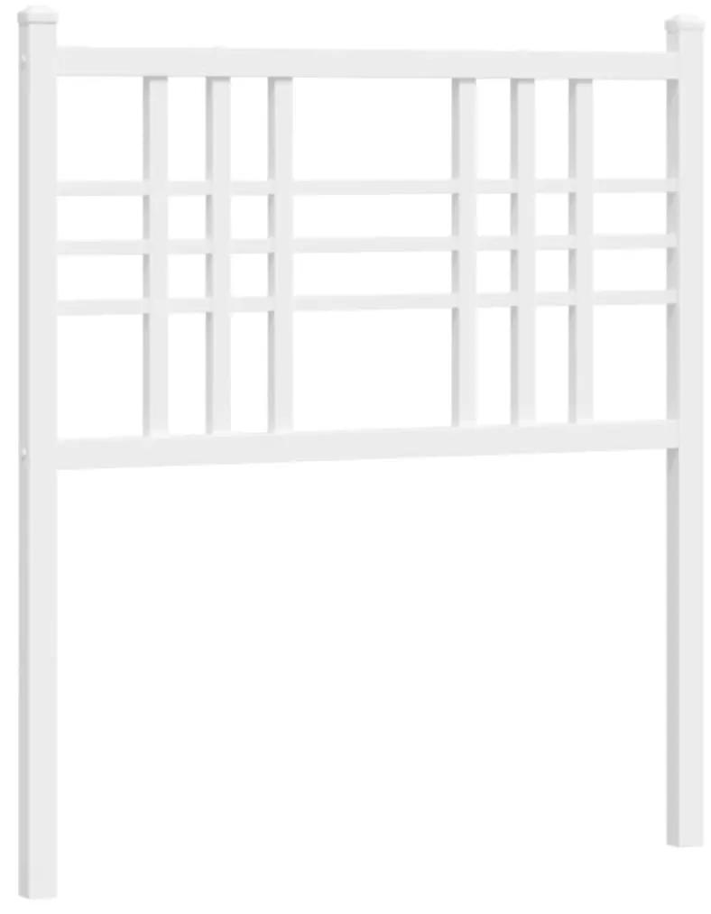376400 vidaXL Tăblie de pat metalică, alb, 80 cm