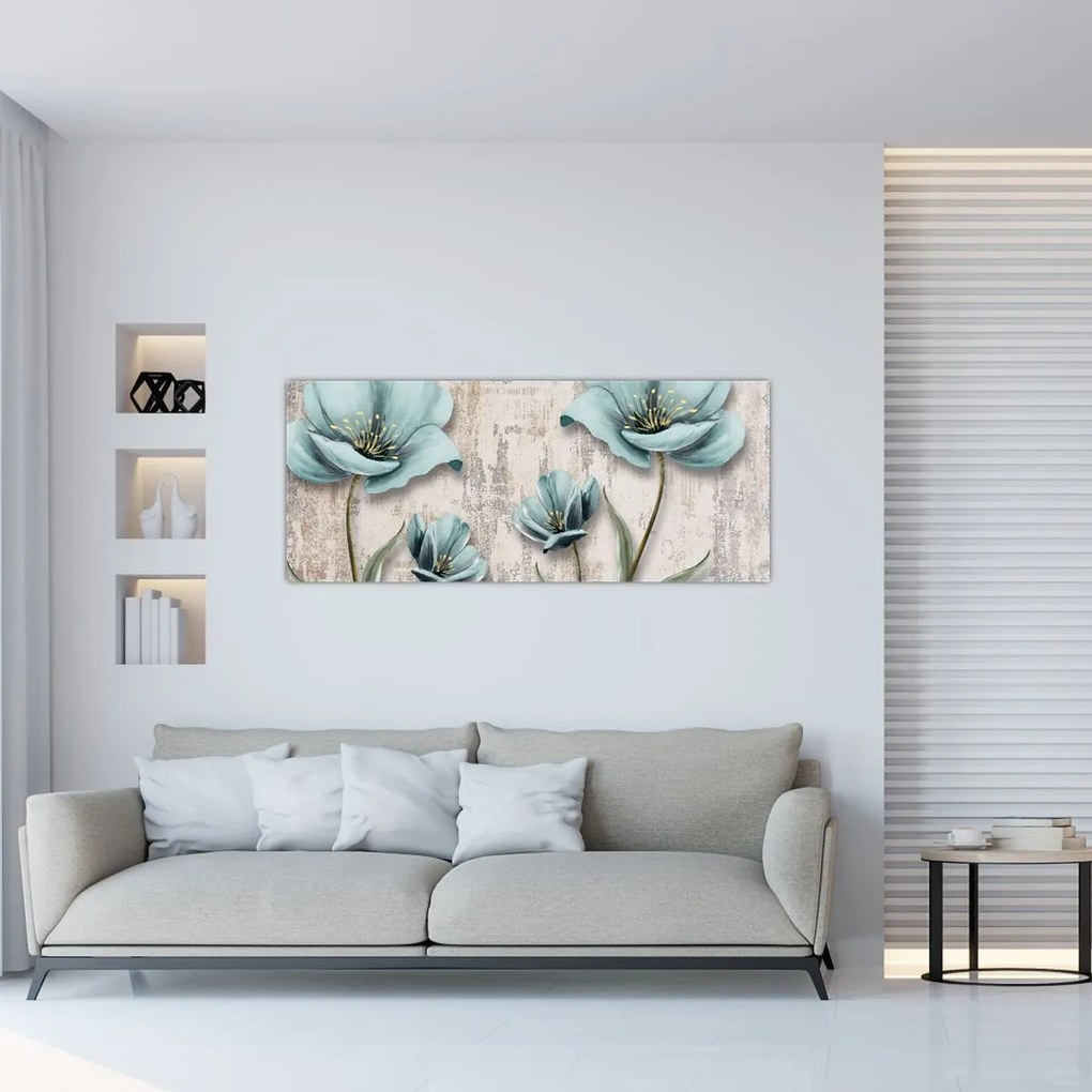 Tablou - Flori texturate (120x50 cm)