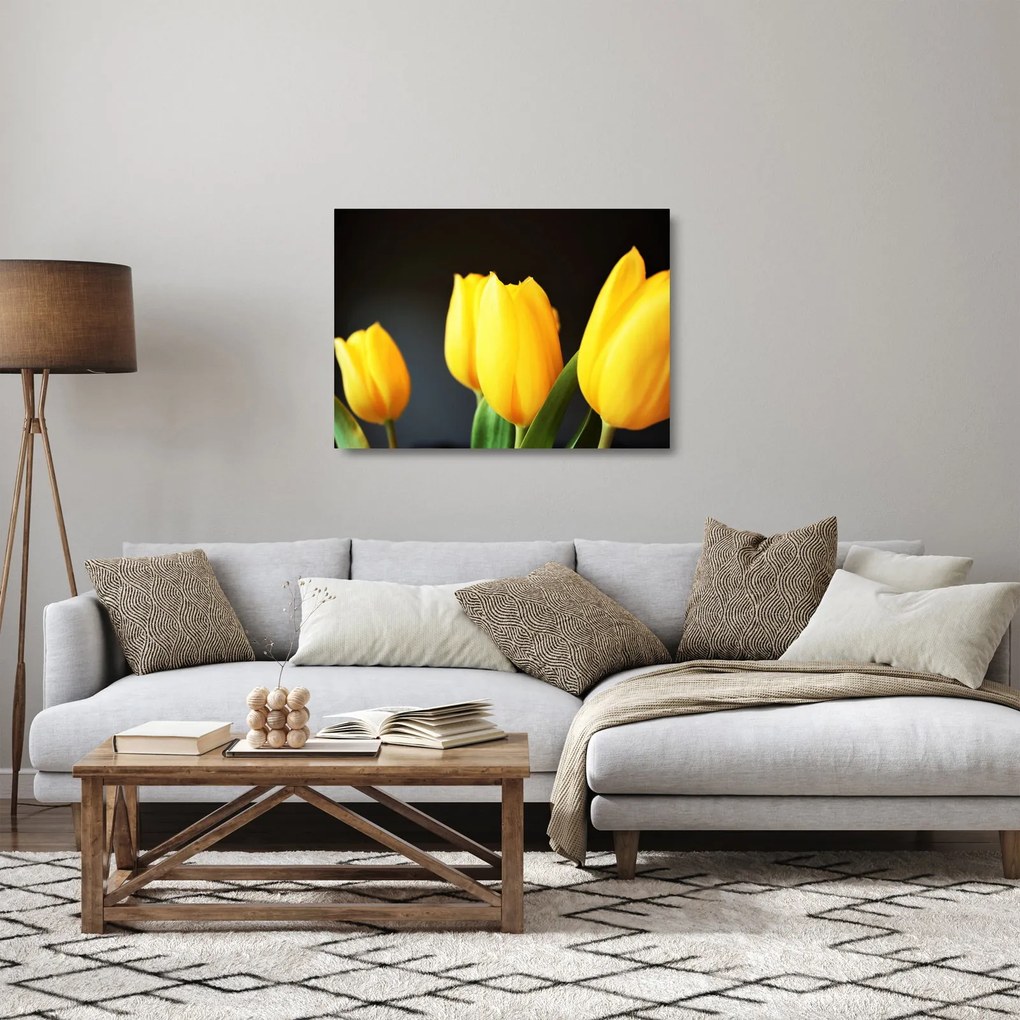 Tablou pe sticlă cu lalele (70x50 cm)