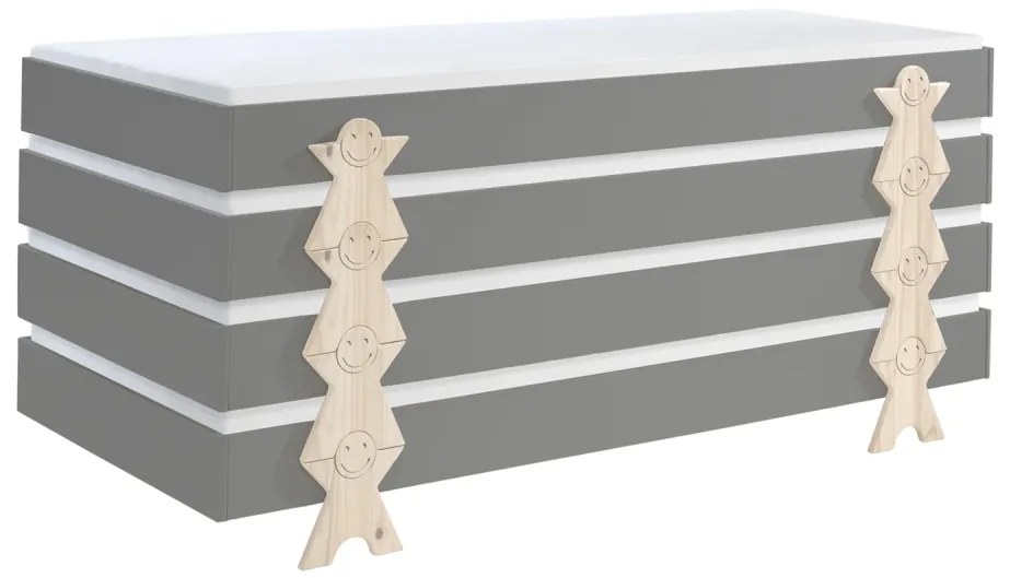 Set 4 paturi stivuibile pentru copii MODULO, 90 x 200 cm, cu picioare în formă de zâmbet – Vipack