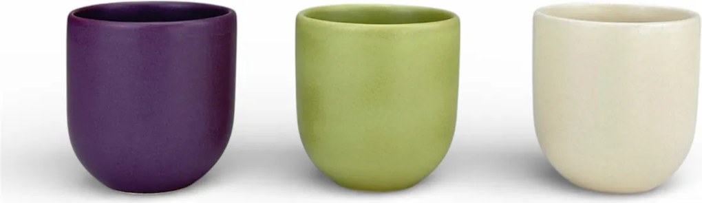Set 3 cesti cafea Pahare Novum Trio Serenity, glazura mata, 250ml