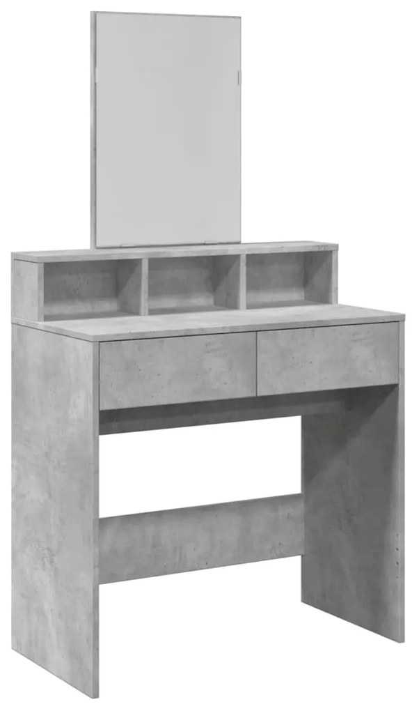 848174 vidaXL Masă de toaletă cu oglindă, gri beton, 80x41x144,5 cm