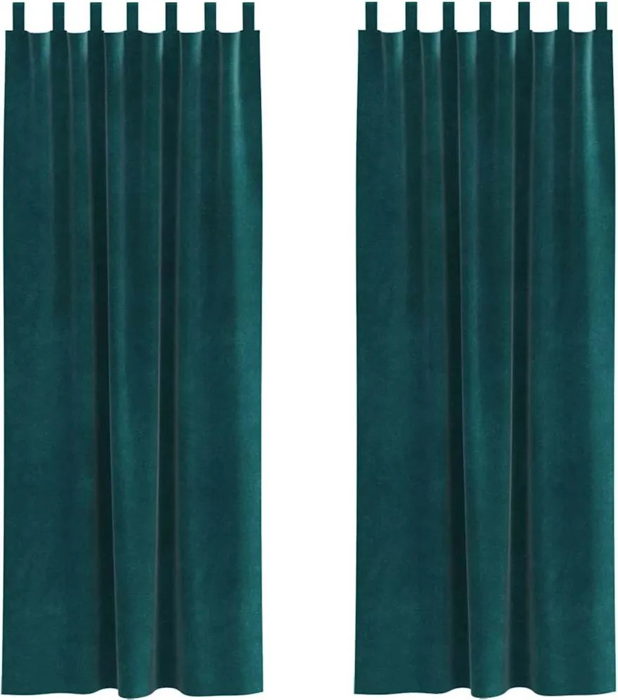 vidaXL Perdele opace 2 pcs Verde închis 140 x 260 cm Catifea