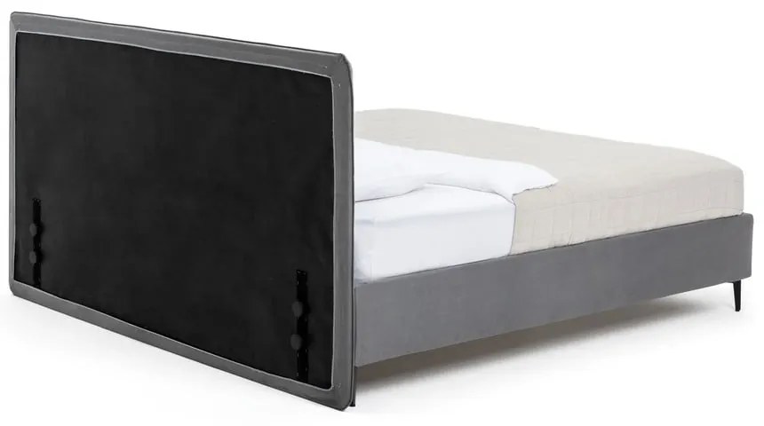 Pat matrimonial gri tapițat cu somieră 180x200 cm Noira Slim – Bonami Selection
