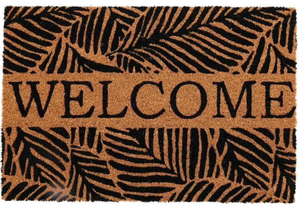 Covoraș fibre cocos Welcome leaves, 59 x 39 cm