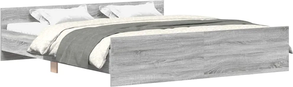 vidaXL Cadru de pat cu tăblie la cap/picioare, gri sonoma, 200x200 cm
