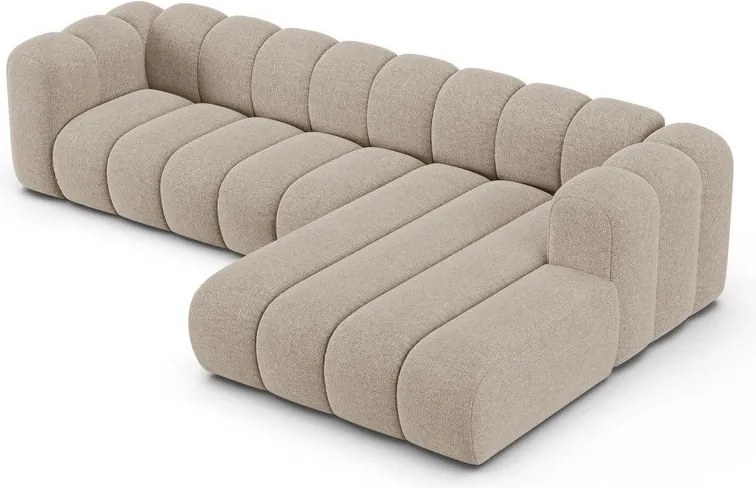 Colțar bej cu tapițerie din chenille (cu colț pe partea dreaptă/cu șezlong) Lupine – Micadoni