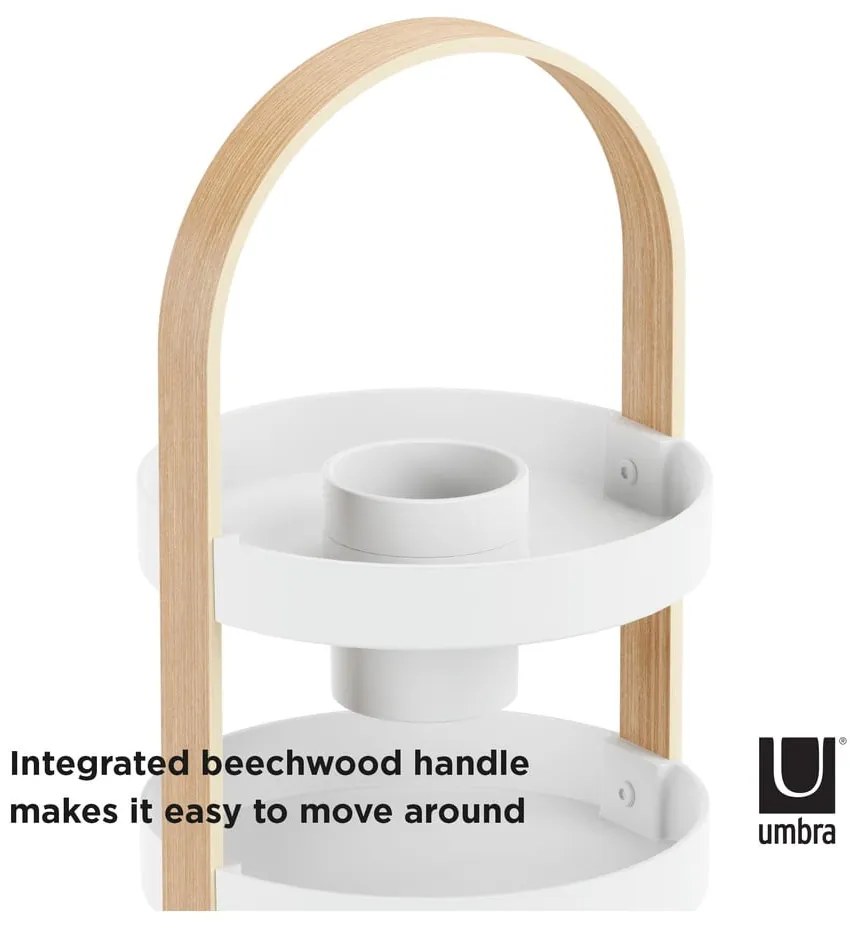 Organizator de baie alb/în culoare naturală din lemn Bellwood – Umbra