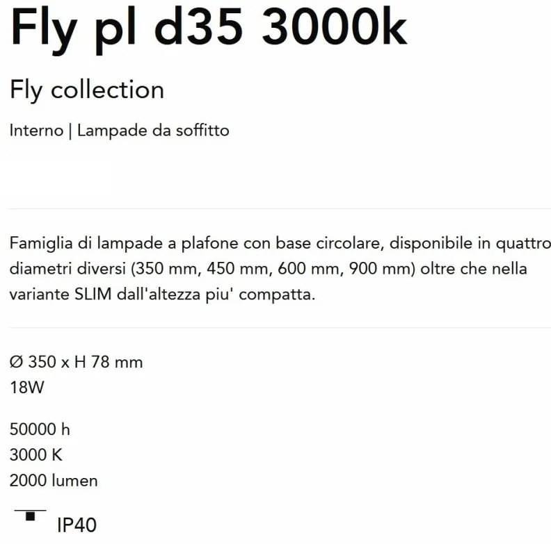 Plafoniera LED moderna Fly pl d35 4000k negru