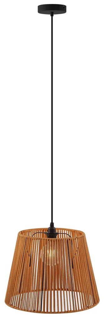 Lampă suspendată de exterior neagră cu abajur din frânghie portocalie IP44 - Cava Jayla