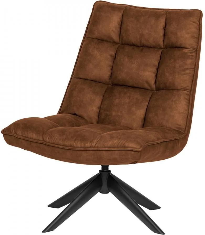 Scaun lounge rotativ maro din poliuretan si metal Jouke