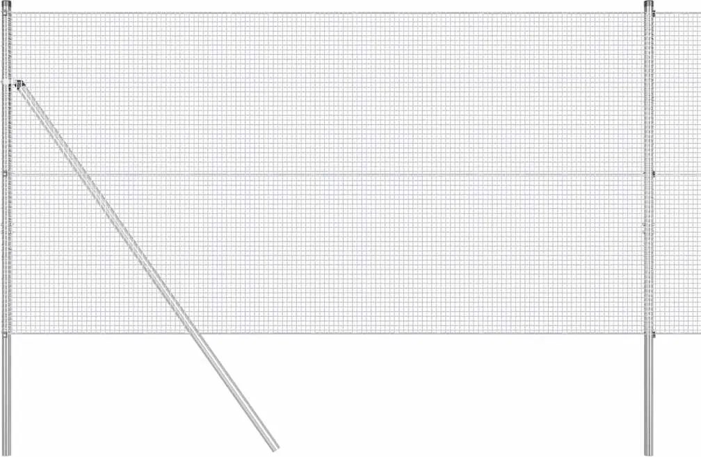 vidaXL Stâlp de gard. Argintiu 10 x 1,2 m (16 x 16 mm plasă) Oțel