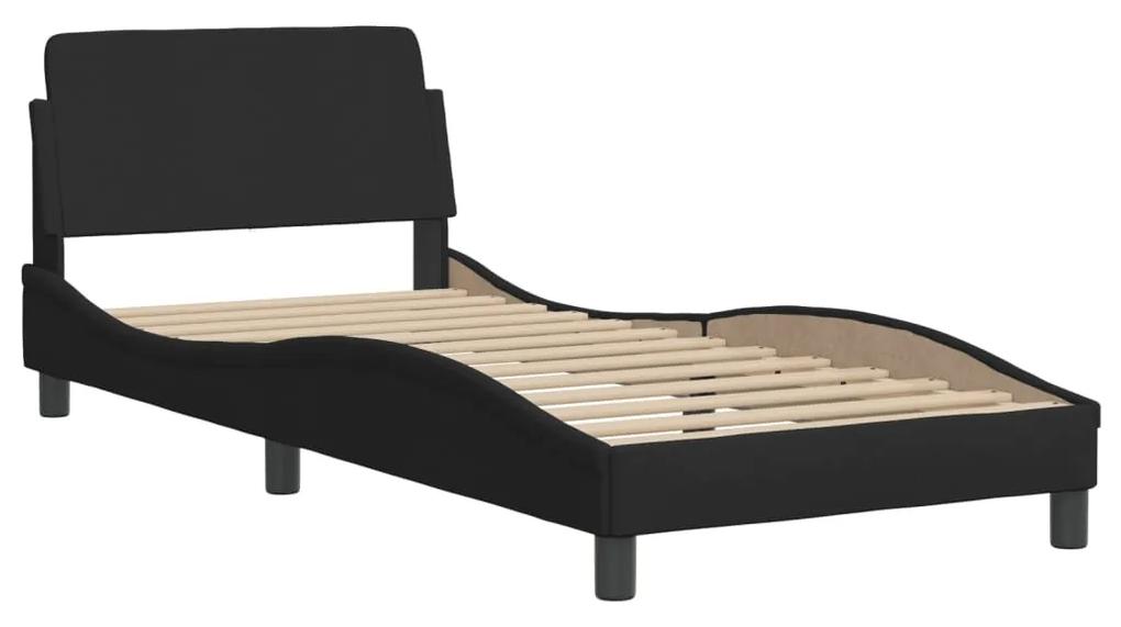 373067 vidaXL Cadru de pat cu tăblie, negru, 80x200 cm, textil
