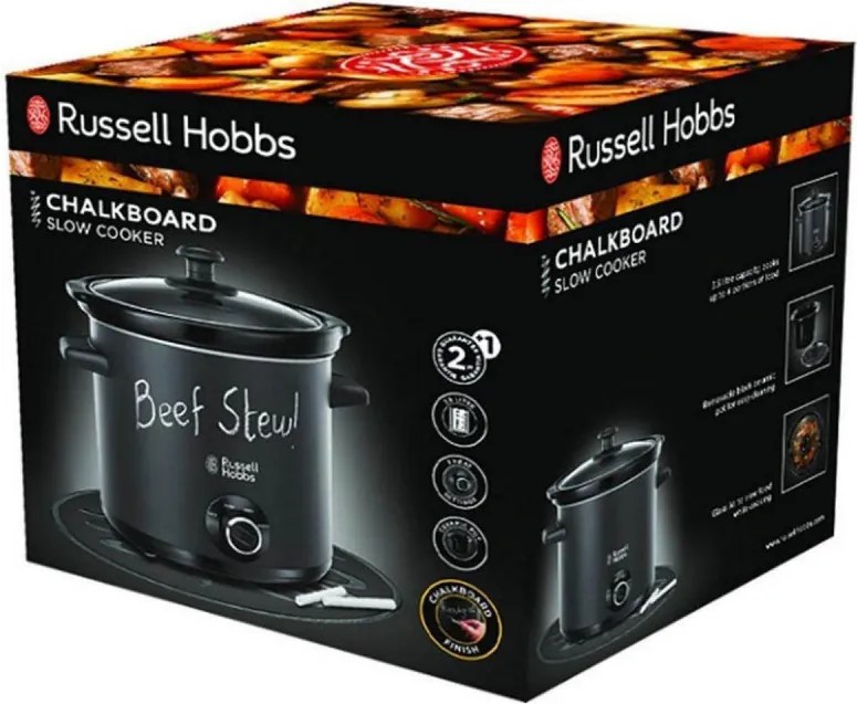 La mâna a doua: Slow cooker Russell Hobbs 24180-56 Tabla, 3,5 litri, Vas din ceramica, 3 programe, Negru