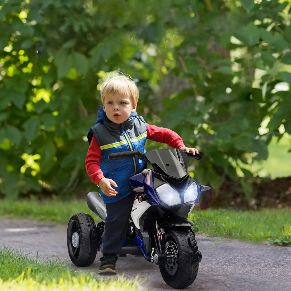 HOMCOM Motocicletă Electrică pentru Copii 3-5 Ani, Max. 25kg, cu Baterie 6V, Albastru | Aosom Romania
