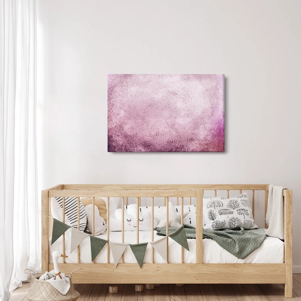 Tablou - Mandala pe zid roz (90x60 cm)