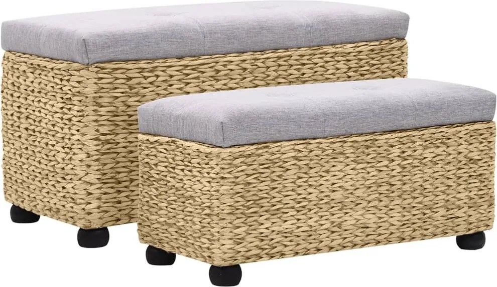 vidaXL Set bănci, 2 buc., gri, iarbă de mare