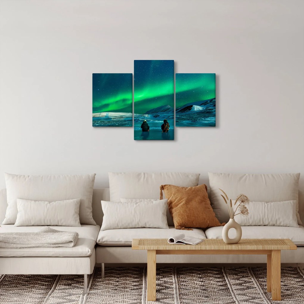 Tablou cu oameni la Aurora borealis (90x60 cm)