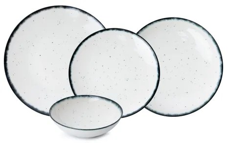 Set veselă 24 piese, din porțelan, alb/negru