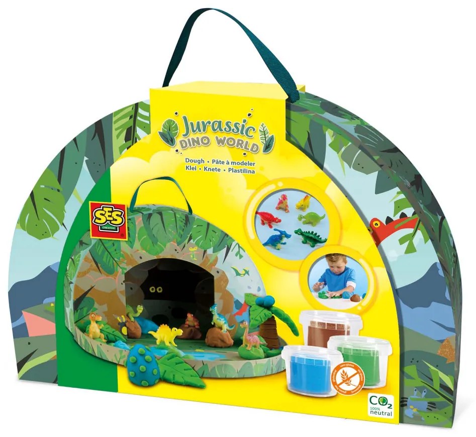 Set creativ - Lumea dinozaurilor din plastilina (geanta tematica)