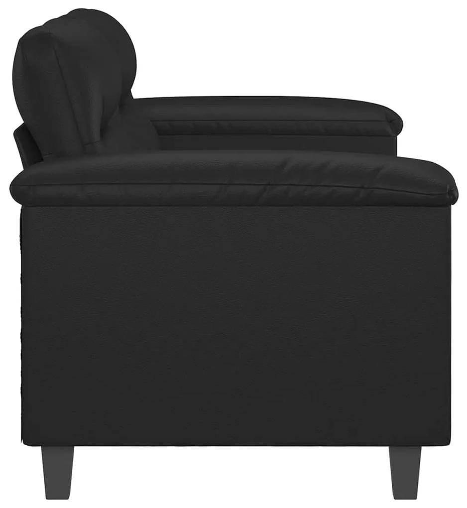 Canapea cu 2 locuri, negru, 140 cm, piele ecologica Negru, 170 x 77 x 80 cm