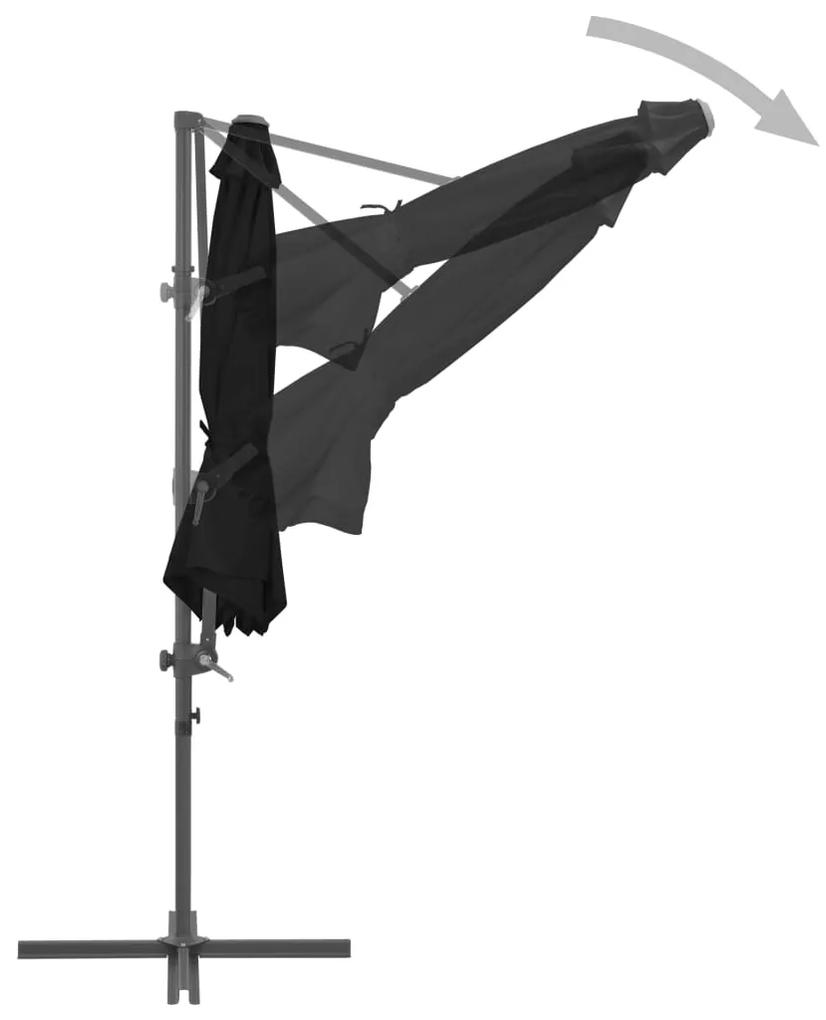 Umbrela in consola cu stalp din otel, negru, 300 cm Negru, 300 x 255 cm