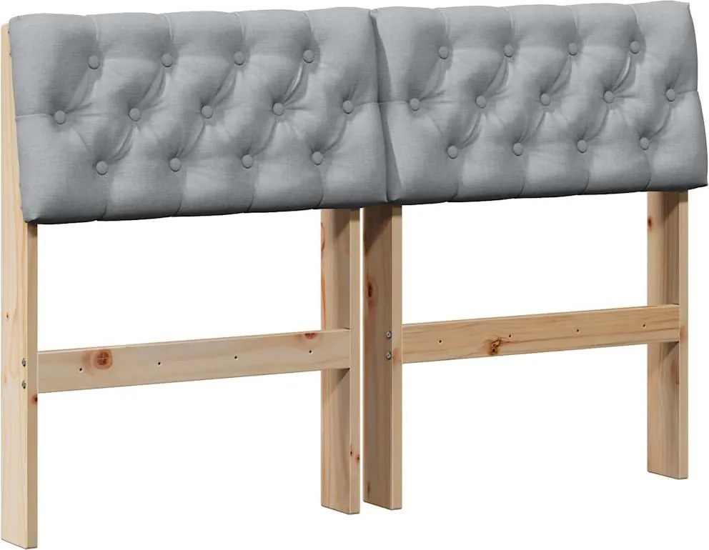 vidaXL Tăblie tapițată Gri deschis 120 cm Lemn de pin masiv
