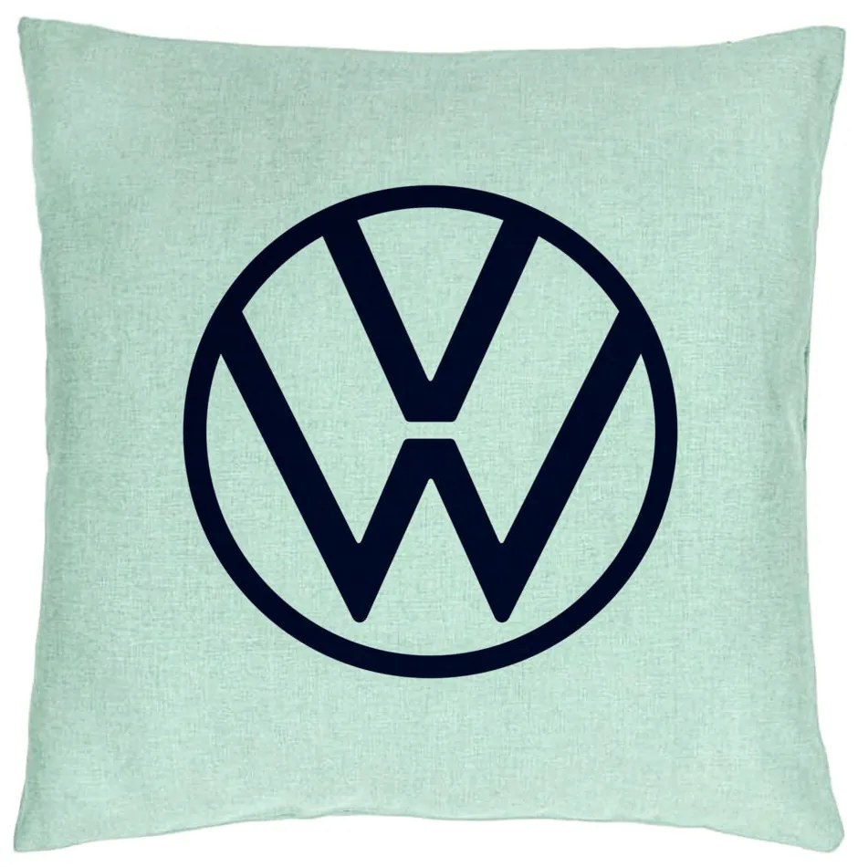 Perna Decorativa, Model Volkswagen, 40x40 cm, Verde Menta, Husa Detasabila, Burduf