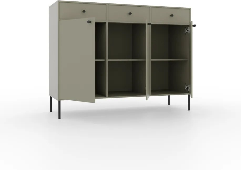 Comodă cu trei usi si trei sertare. 124x41x95cm, Tili System, ADRK Furniture (Culoare: Eucalipt / Eucalipt)