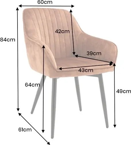 Set de 2 scaune elegante Turin catifea maro ruginiu