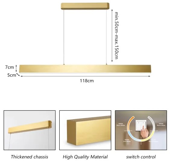 Lustră LED pe cablu Brilagi SLEEKLINE LED/40W/230V 3000/4500/6000K auriu