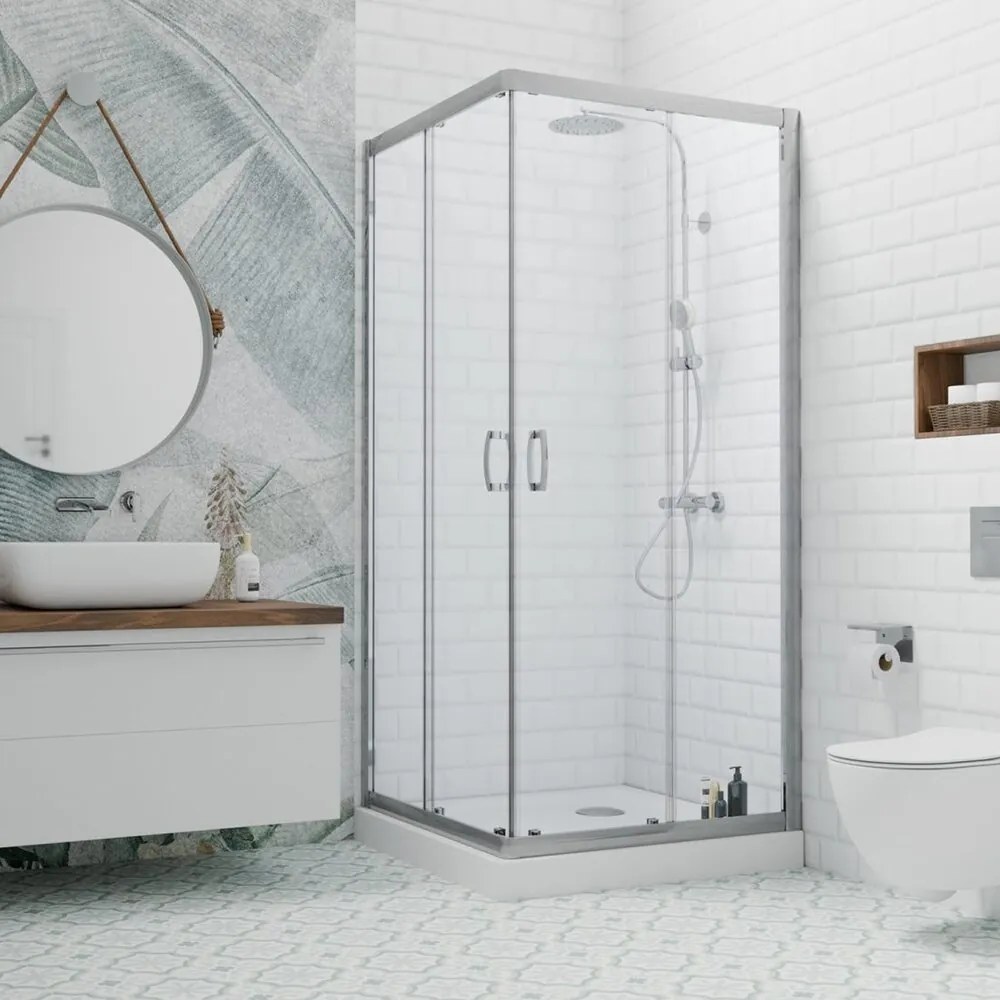 Cabina de dus dreptunghiulara usa culisanta Radaway Premium Plus D 90x100 cm profil crom lucios