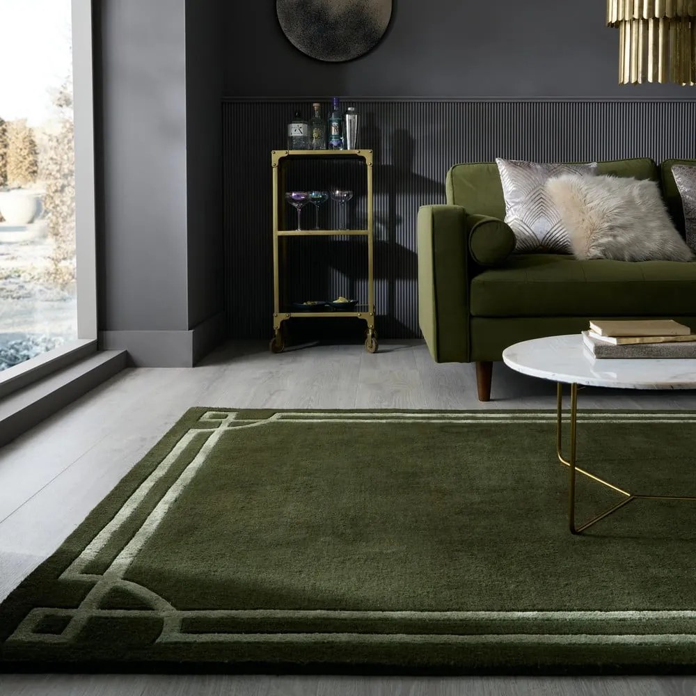 Covor verde închis țesut manual din lână 160x230 cm Gatsby – Flair Rugs