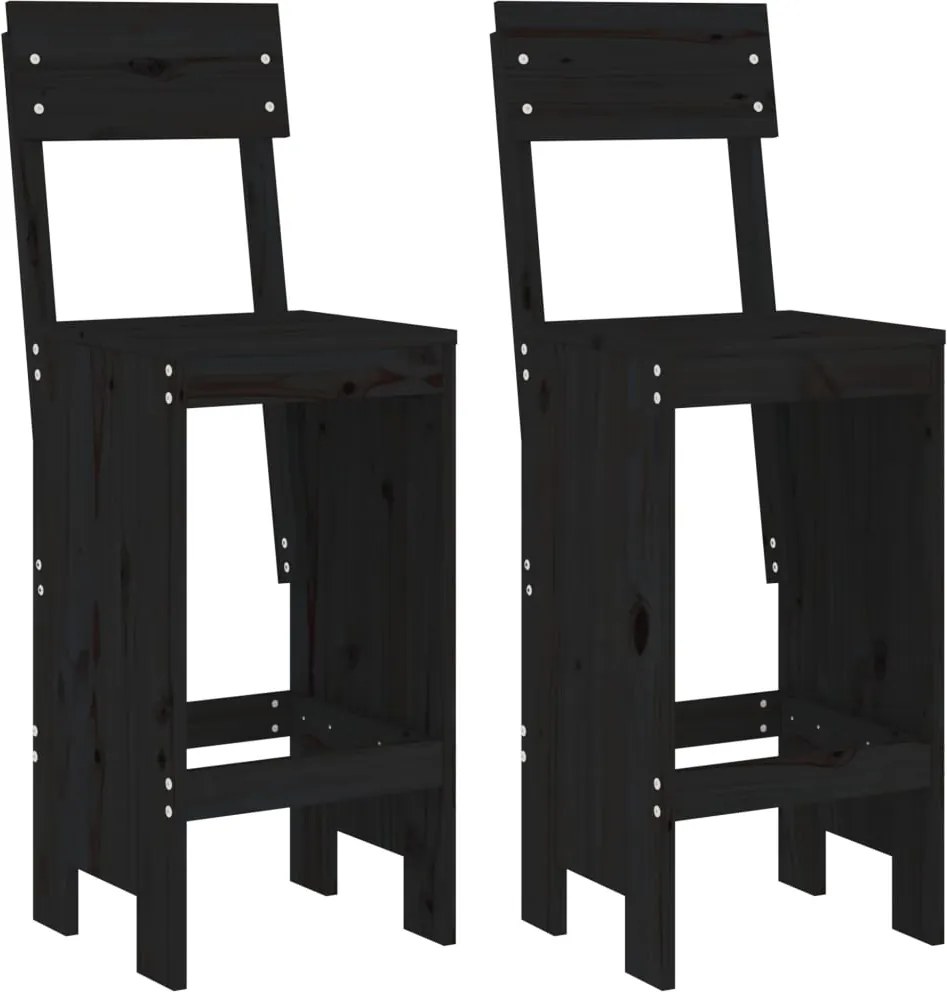 vidaXL Taburete de bar, 2 buc., negru, 40x48,5x115,5 cm lemn masiv pin