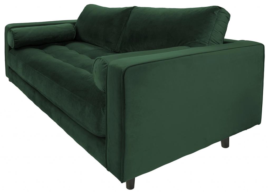 Canapea din catifea Miller, 2 locuri, verde 100x185x84 cm