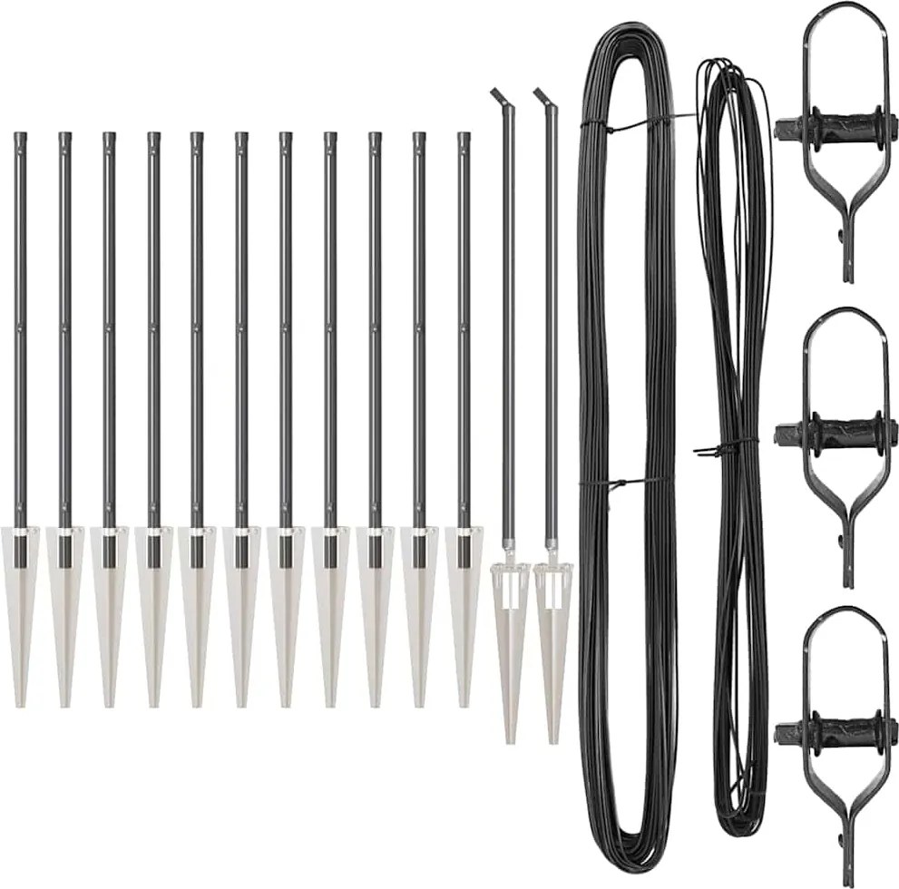 vidaXL Stâlp de gard. 13 pcs Gri Oțel