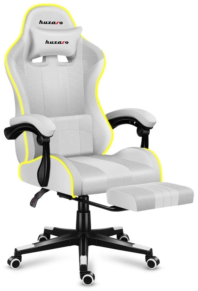 Fotoliu gaming Fusion 4.7 (alb + multicolor) (cu iluminat LED). 1087480