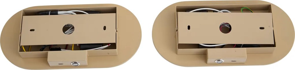 Set de 2 aplice de perete retro Taupe cu LED reglabil în 3 trepte și USB-C - Lila