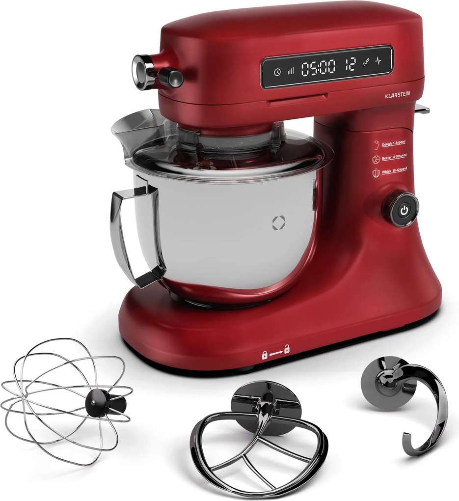 Klarstein Robot de bucătărie Chiara, 1600 W, 12 setări, Bol din oțel inoxidabil, Afișaj LCD, Accesorii incluse