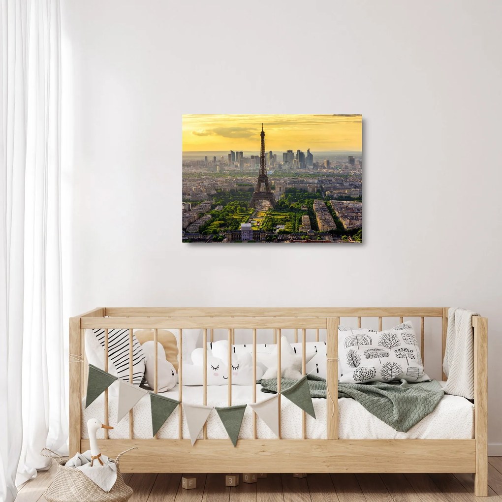 Tablou pe sticlă - Panorama Parisului (70x50 cm)