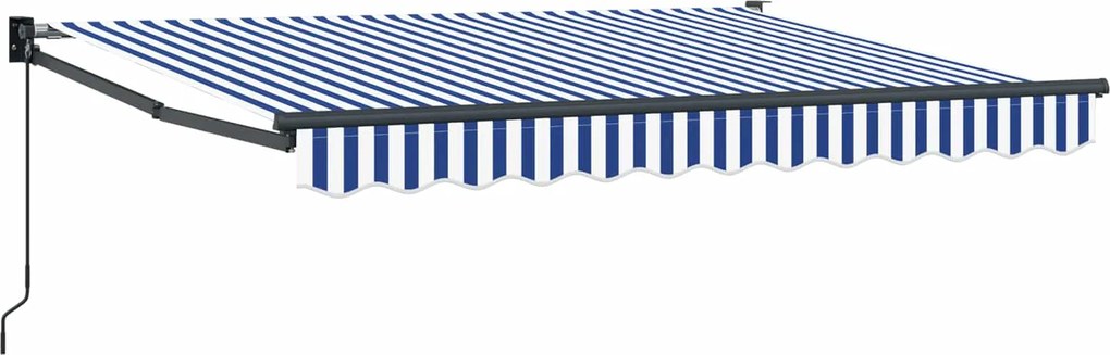 vidaXL Copertină retractabilă manuală Albastru și Alb 2,5 x 2 m