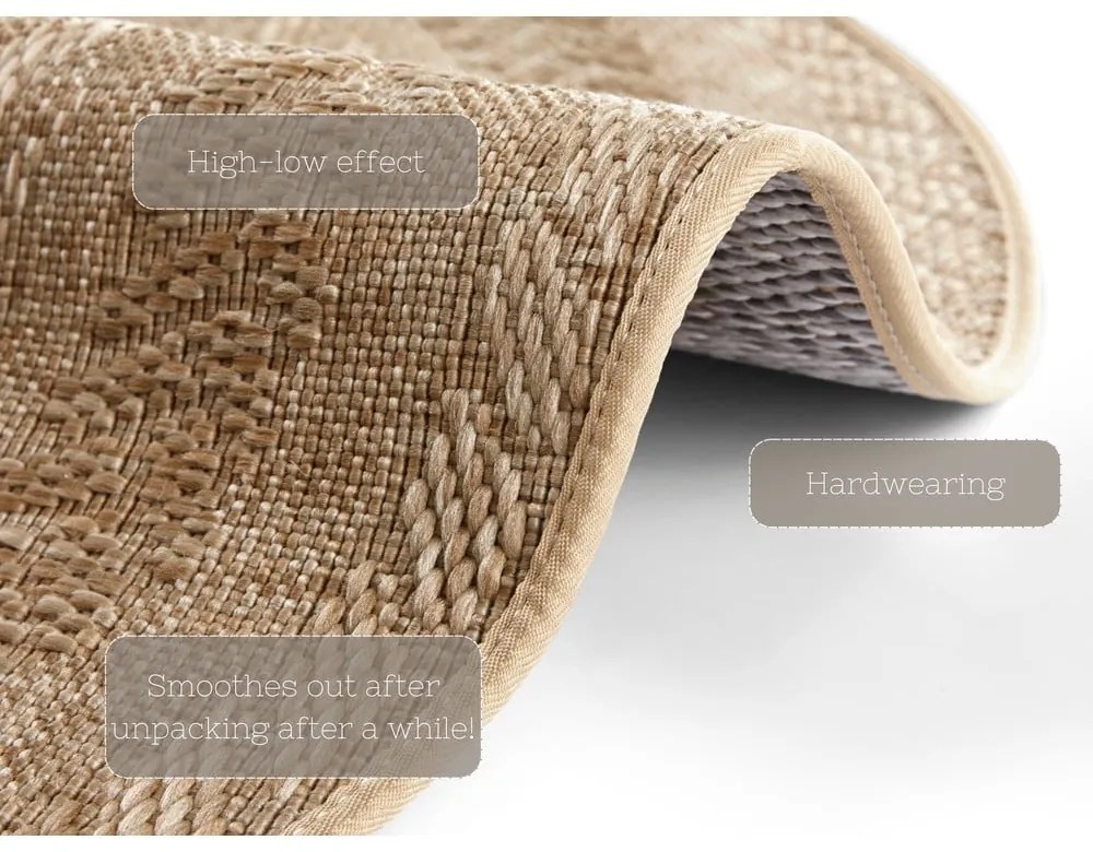 Covor adecvat interior/exterior NORTHRUGS Almendro, Ø 160 cm, bej