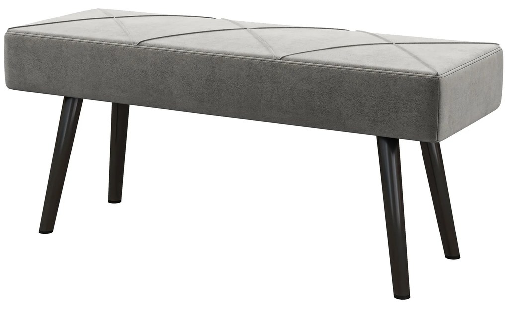 HOMCOM Danca Depozitare, Velvet Tapițat, cu Picioare de Oțel, pentru Dormitor, Living, Sufragerie, Hol, 100x36x45 cm, Gri | Aosom Romania