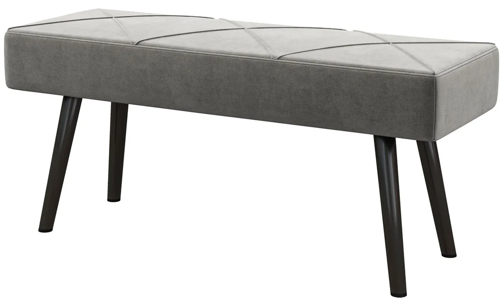 HOMCOM Danca Depozitare, Velvet Tapițat, cu Picioare de Oțel, pentru Dormitor, Living, Sufragerie, Hol, 100x36x45 cm, Gri | Aosom Romania