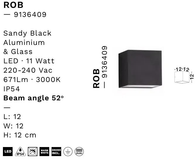 Aplica perete exterior LED IP54 Rob