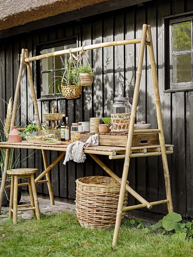 Masa dining de exterior, natur, din lemn de bambus, Malo
