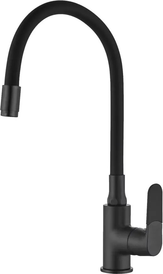 Baterie bucatarie cu pipa flexibila Invena Joga negru mat