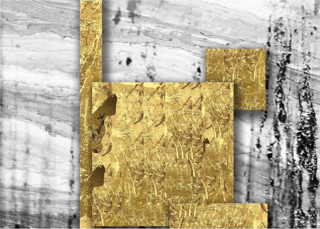 Tablou pe sticlă - Pătrate de aur N⁰1 (70x50 cm)