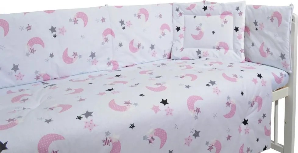 Lenjerie patut cu 5 piese Pink Moon White