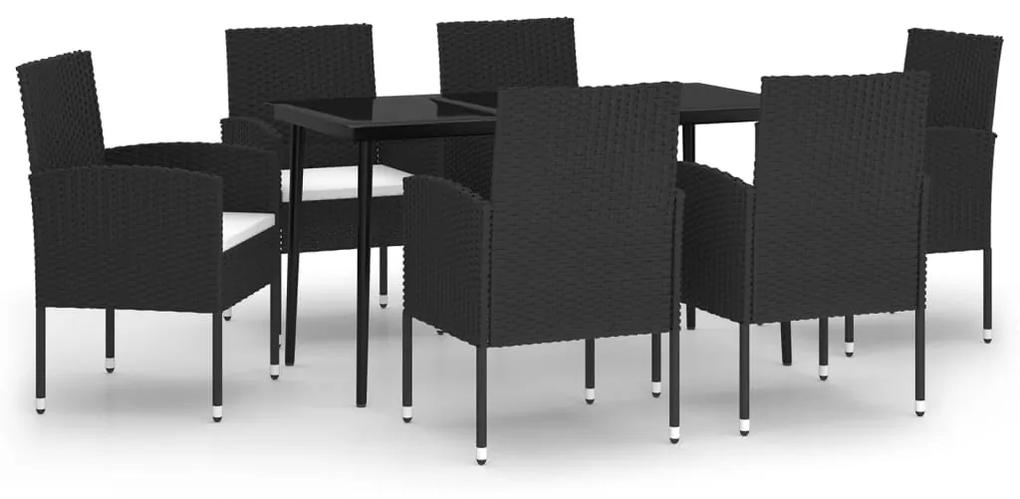 Set de mobilier pentru gradina, 7 piese, negru Negru, Lungime masa 140 cm, 7